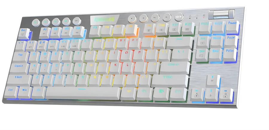 Teclado Redragon K621 Horus TKL Wireless Red Switches Blanco