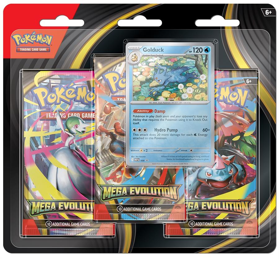 Cartas Pokemon Mega Evolution 3-PACK Booster Blister Golduck Español TCG
