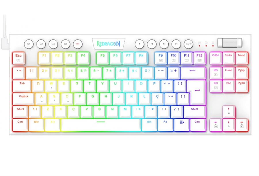 Teclado Redragon K622 Horus TKL Cableado Red Switches Blanco